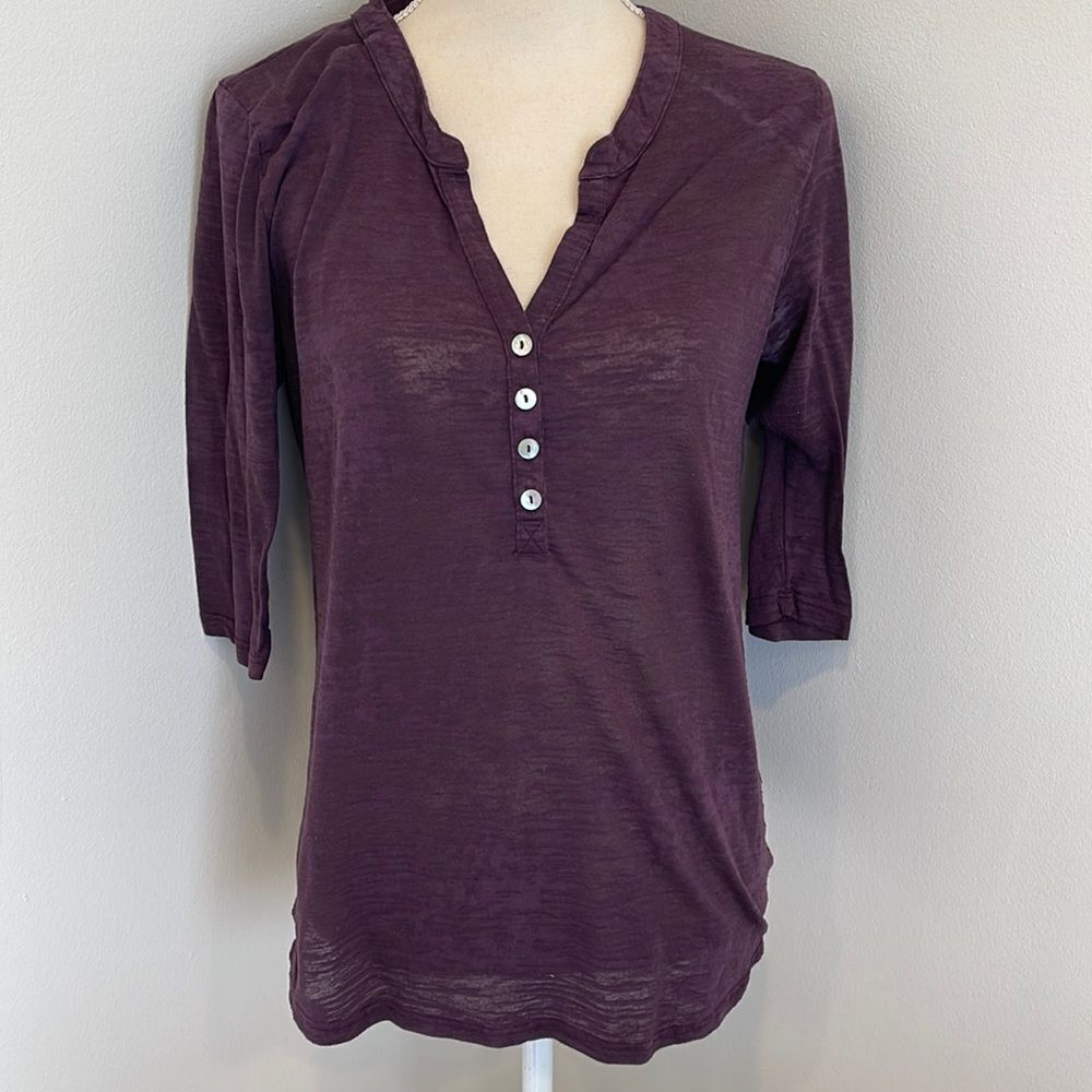 Purple 4 Button 1/4 Sleeve Top by Nation LTD
